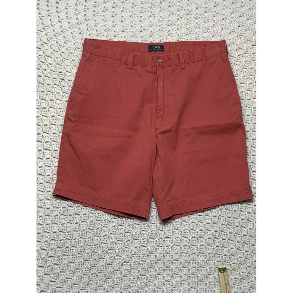 Polo Ralph Lauren Chino‎ Shorts Mens W36 L9  Flat Front Classic Pink  100%Cotton